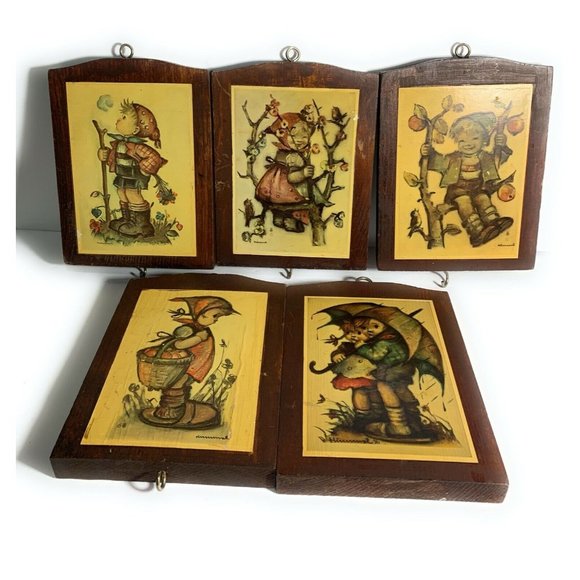 Set of 5 Vintage Hummel Goebel Print Wood - Picture 1 of 12
